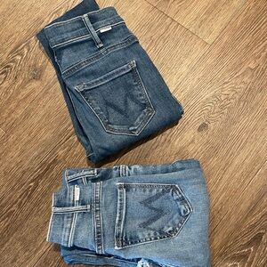 MOTHER Dark and Light Blue Straight Leg Jeans